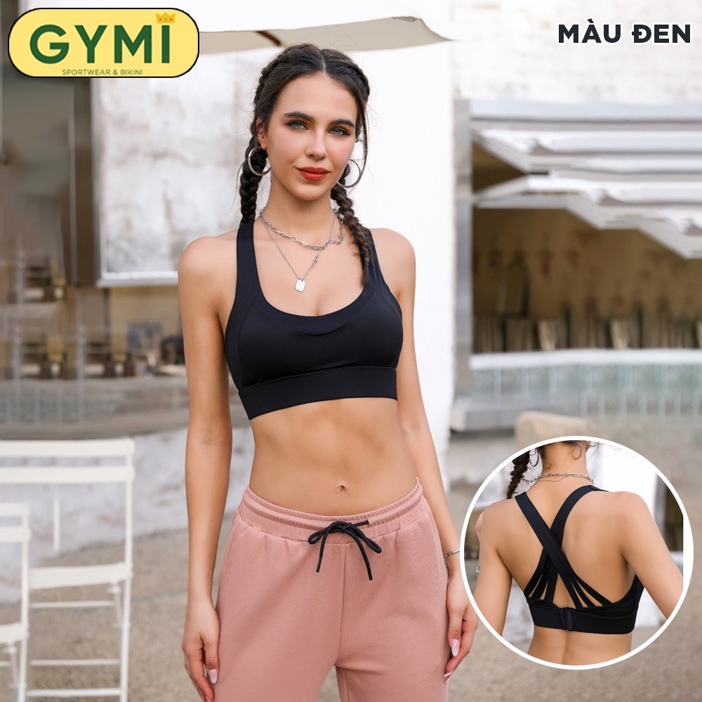 Áo bra tập gym yoga nữ GYMI AL30 có mút ngực chất thun lạnh thể thao khoá cài sau nâng đỡ ngực