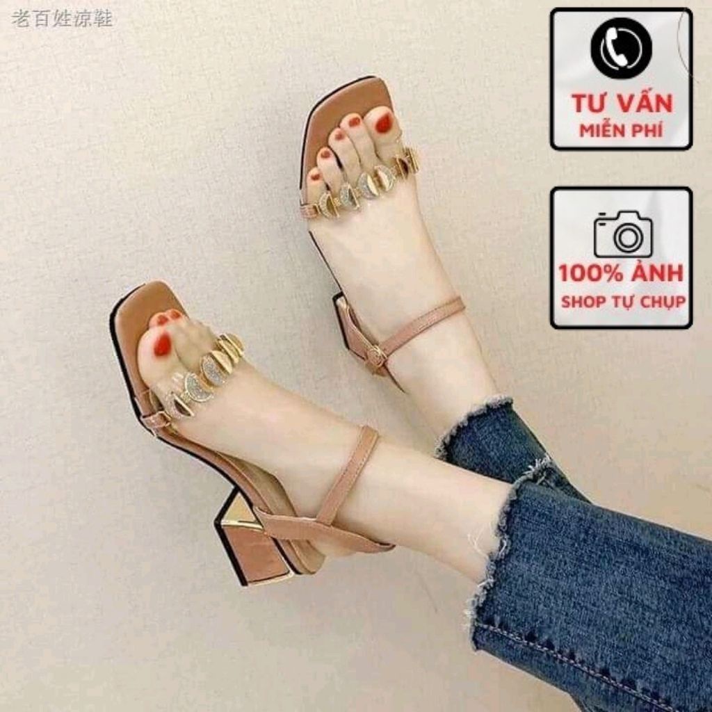 Sandal Cao Gót Nữ 5P Quai Đính Đá Xinh Mã N3