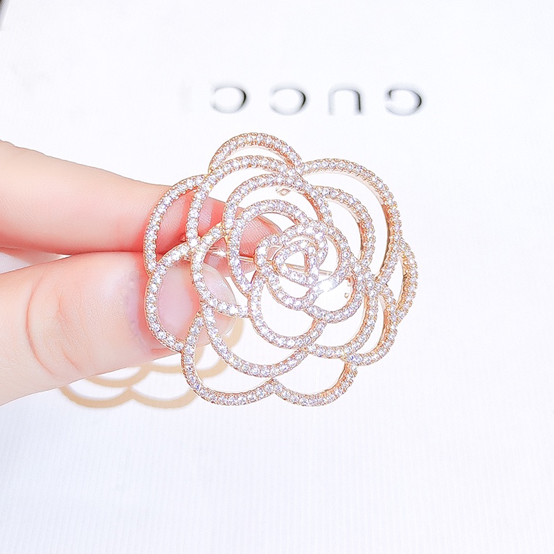 Ghim cài áo JIUDUOLAN thiết kế hoa hồng màu vàng hồng thời trang thanh lịch dành cho nữ