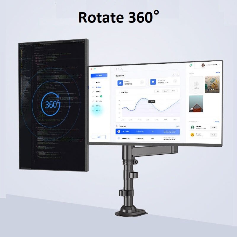 Giá treo 2 màn hình NB H180 22-32 Inch kẹp bàn xoay 180 độ xếp 2 màn hình trên dưới