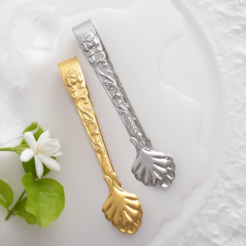 Kẹp gắp đá viên hình hoa hồng bằng thép không gỉ