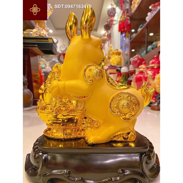 Tượng Thỏ phong thuỷ màu vàng kim sa