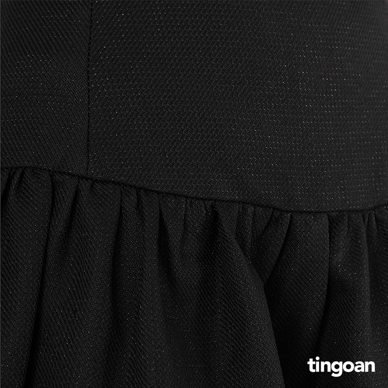 Chân váy tweed cạp cao ôm eo xòe dưới đen tingoan WINNIE SKIRT/BL (có quần trong)