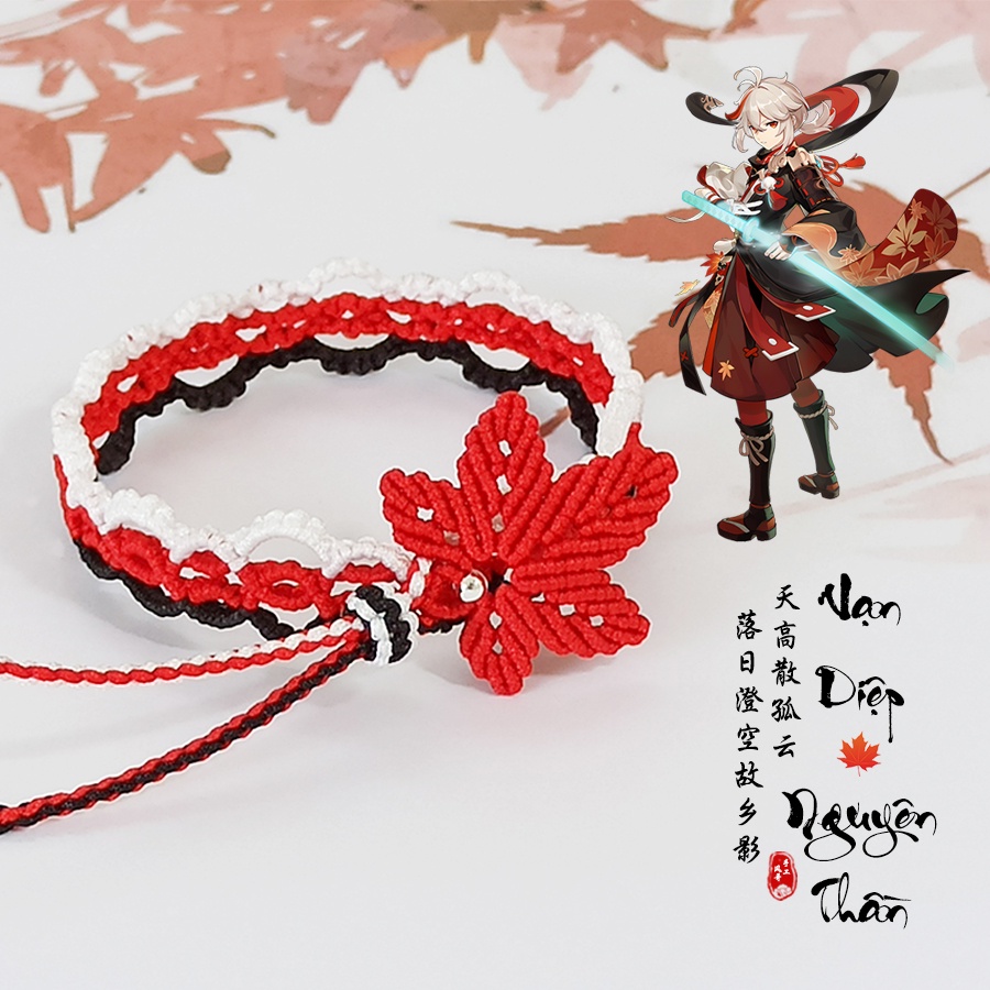 Vòng Tay May Mắn, Handmade DIY Lá Phong Đỏ Dựa Theo Nhân Vật Kazuha Trong Game Genshin Impact [Vạn Diệp - Nguyên Thần]