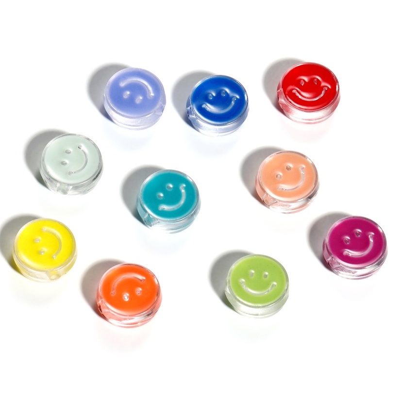 Túi 10 hạt nhựa St.kunkka hình mặt cười bằng acrylic