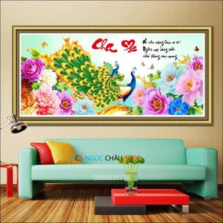 Tranh chấm đá (đính đá} cha mẹ chim công lv166 ncs-ngọc châu shop