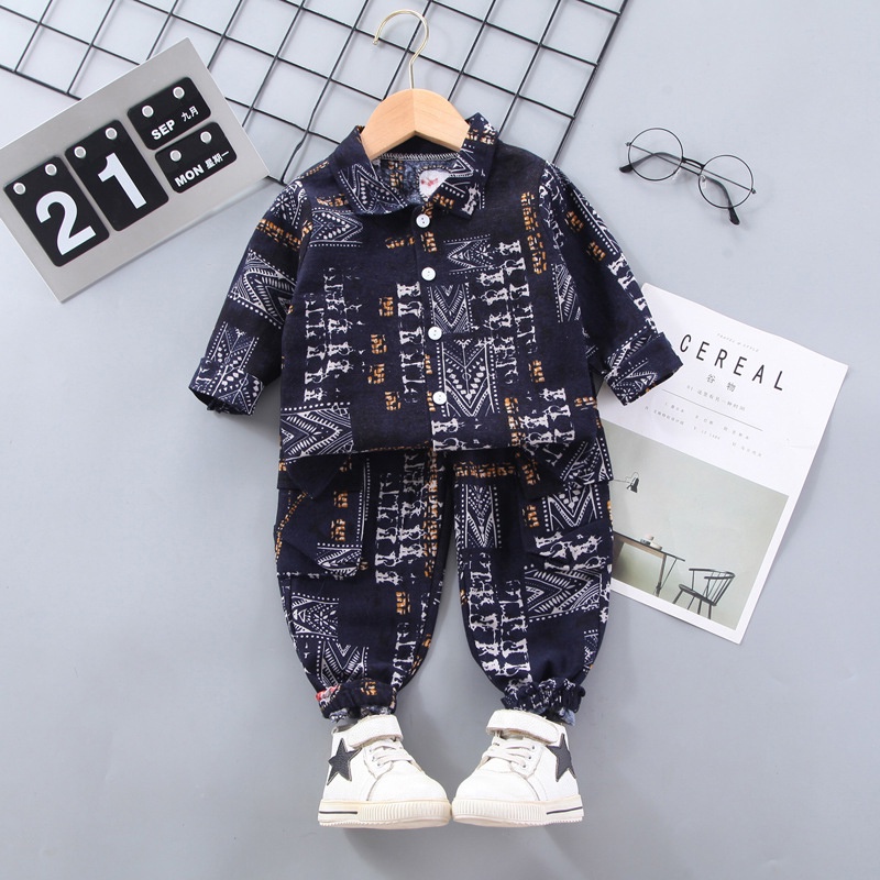 Set Áo Thun Tay Dài &amp; Quần Dài Thời Trang Cho Bé Trai 2-4 Tuổi