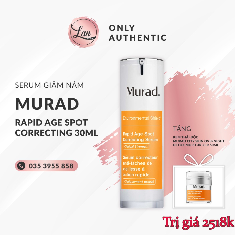 [ MUA 1 TẶNG 1] Serum Mờ Nám 7ngày Murad Rapid Age Spot Correcting 30ml Tặng Kem Thải Độc City Skin Overnight Detox 50ml