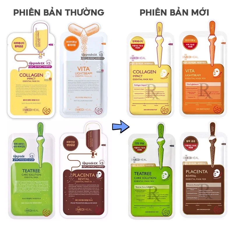Mặt nạ giấy dưỡng trắng da, giảm mụn, phục hồi da Hàn Quốc Mediheal Essential Mask Ex (Tea Tree, Vita, Collagen)