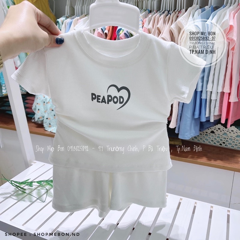 Bộ cài vai Peapod cộc tay chất tằm mềm mát cho bé dưới 18kg