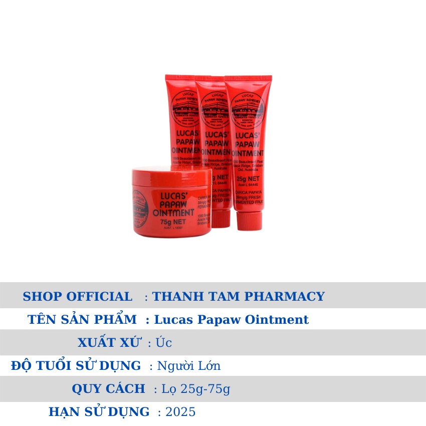 Kem đa năng Lucas Papaw Ointment của Úc giúp dưỡng ẩm làm mềm da.