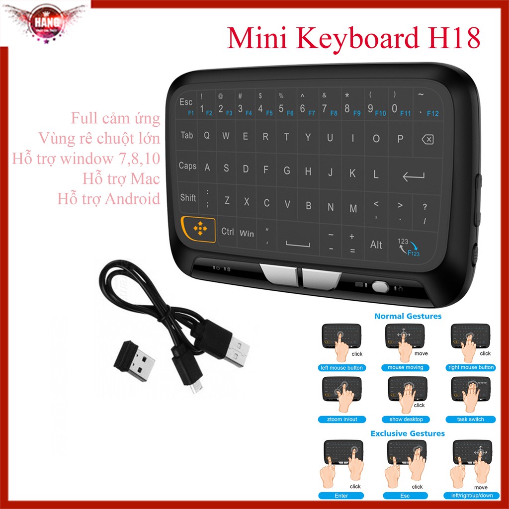 [Mã ELMSBC giảm 8% đơn 300K] Bàn phím không dây Full cảm ứng H18 - Mini Keyboard H18