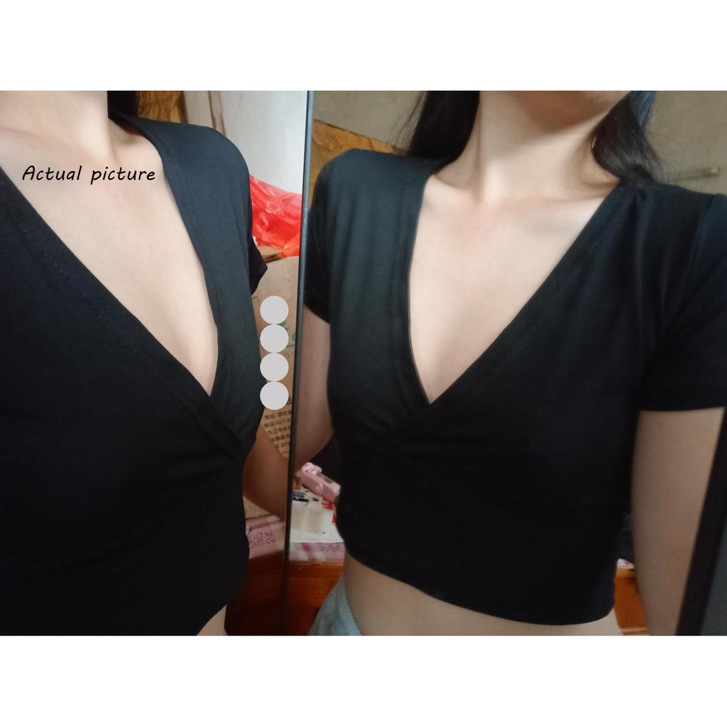 Áo Croptop Ngắn Tay Cổ Chữ V Quyến Rũ Thời Trang Cho Nữ | BigBuy360 - bigbuy360.vn