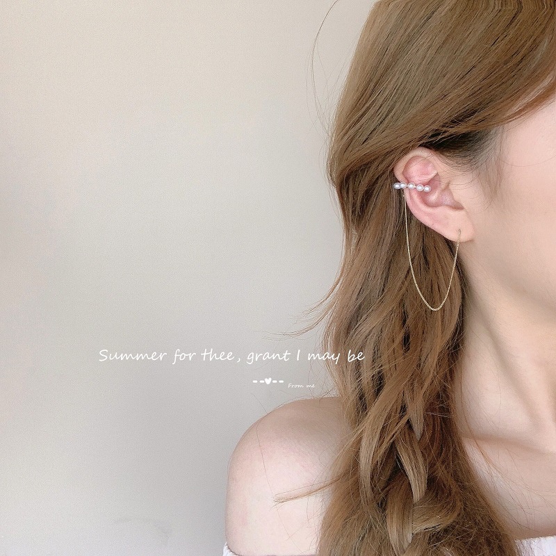 Đôi Bông Tai Mạ Bạc 925 Dáng Dài Đính Ngọc Trai Giả Thời Trang Hàn Quốc