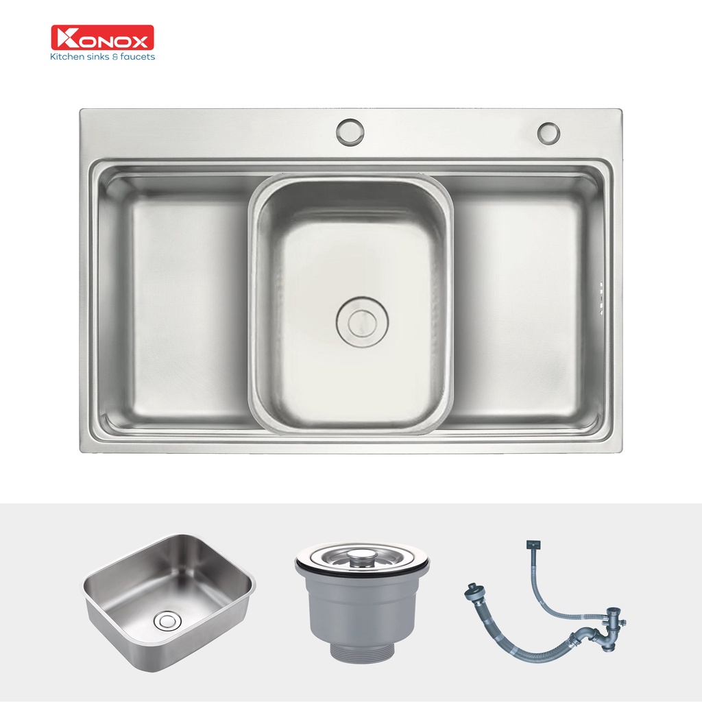 Bồn Rửa Chén Konox KN7548SO Chậu Rửa Bát Inox 304 1 Hố Đơn Hố CÓ THỢ LẮP ĐẶT