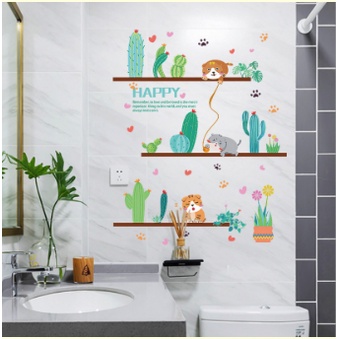 Decal dán tường, tranh dán tường xương rồng trang trí nhà cửa, quán cà phê hàng cao cấp - MyNa Mart