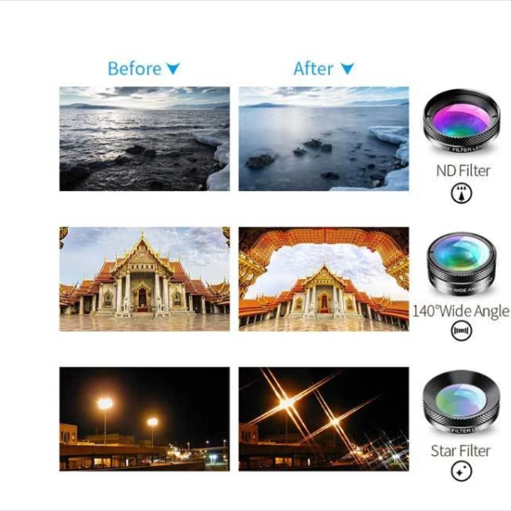 Bộ lens,ống kính apexel 6 in 1,dành cho điện thoại thông minh 2020