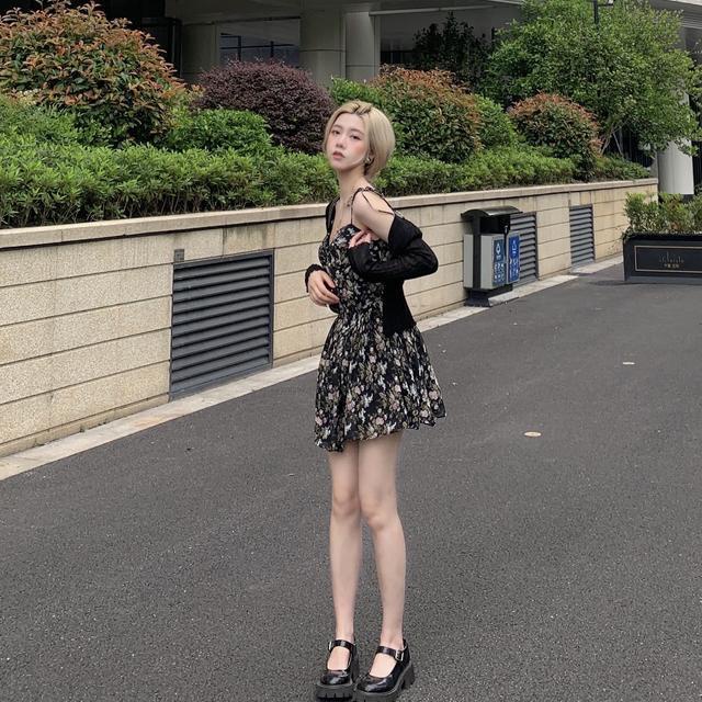 Đầm Voan Hoa Hai Dây Xinh Xắn Theo Phong Cách Hàn Quốc Dành Cho Nữ đầm bầu váy nữ váy bé gái váy dài chân váy dài váy nữ chân váy dài