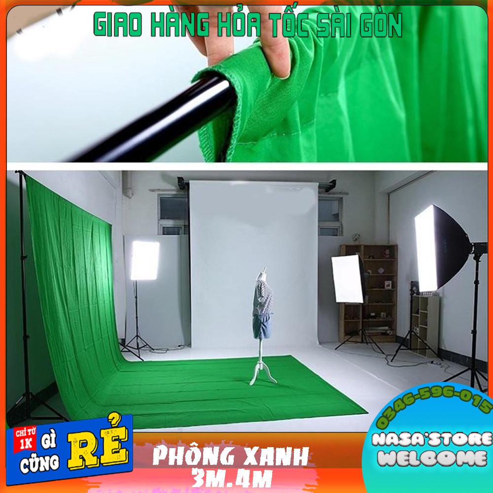 Phông xanh lá tách nền size lớn 3mx4m chụp hình livestream , studio , backgound vải cao cấp