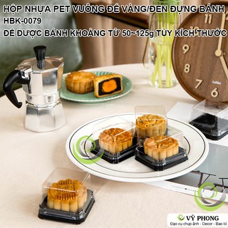 SET 10 HỘP NHỰA PET VUÔNG 50g 80g 100g KHAY ĐẾ MÀU ĐỰNG BÁNH TRUNG THU BÁNH TRỨNG CÓ NẮP TRONG SUỐT HBK-0079