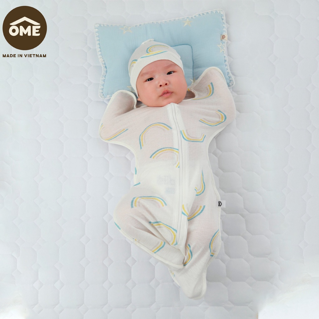 Nhộng chũn, ủ kén cho bé OME Hàng chính hãng - Kén ngủ dài cả người cao cấp sử dụng chất liệu vải co giãn đa chiều