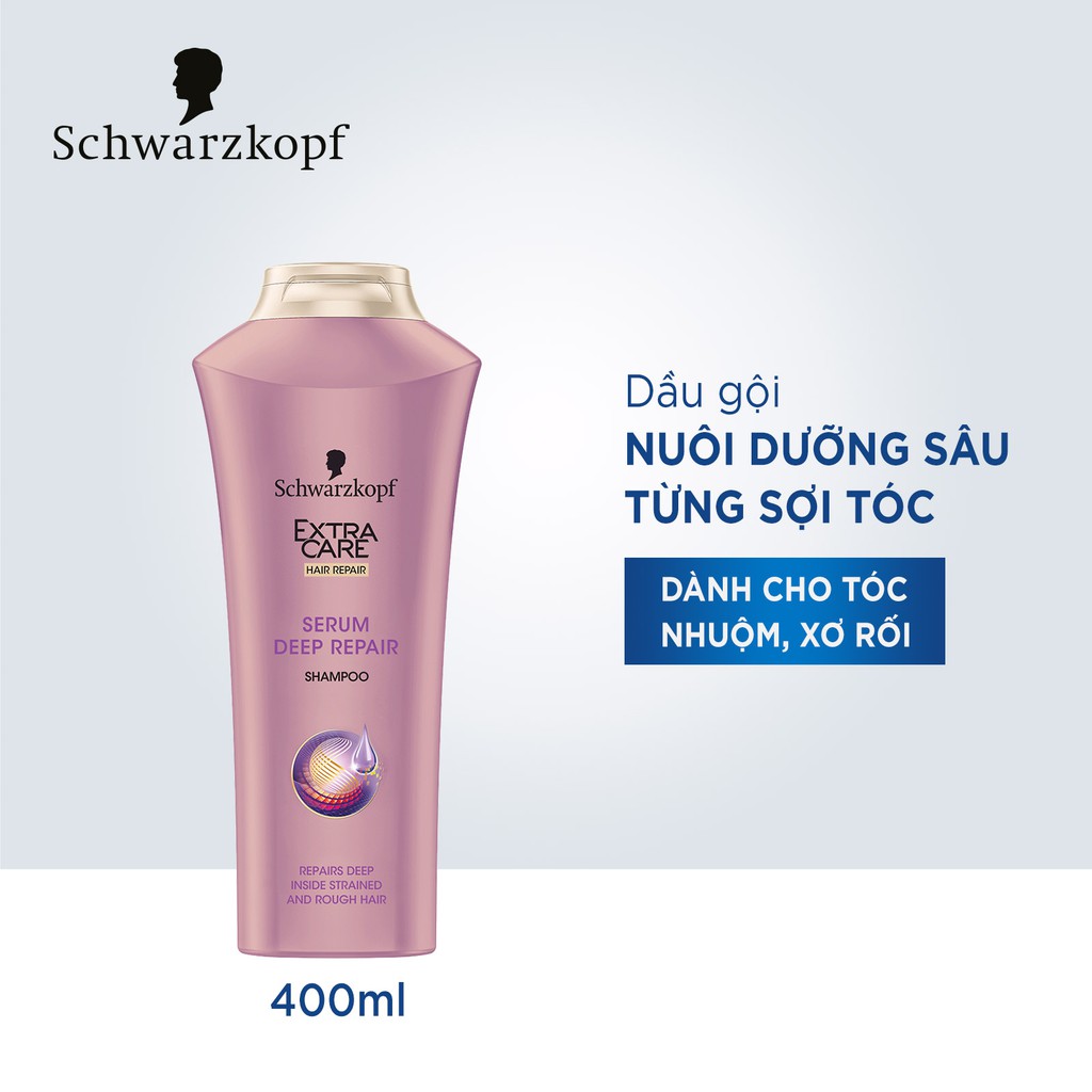 Bộ 3 sản phẩm dầu gội, dầu xả và kem ủ nuôi dưỡng sâu cho tóc nhuộm Schwarzkopf Extra Care Serum Deep Repair