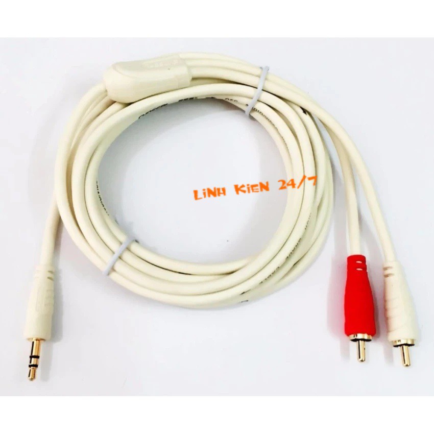 DÂY CÁP TÍN HIỆU 1 ĐẦU 3.5MM RA 2 ĐẦU AV (HOA SEN)
