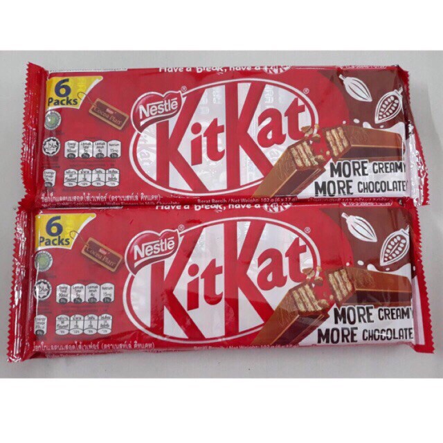 Kitkat socola gói 6 thanh 119g SX 3/2021