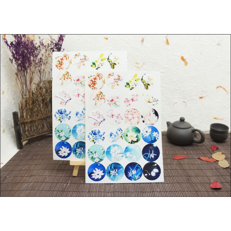 (Tấm) Ảnh dán Sticker cổ trang miếng dán a5 cổ phong xinh xắn nhiều hình trang trí dễ thương