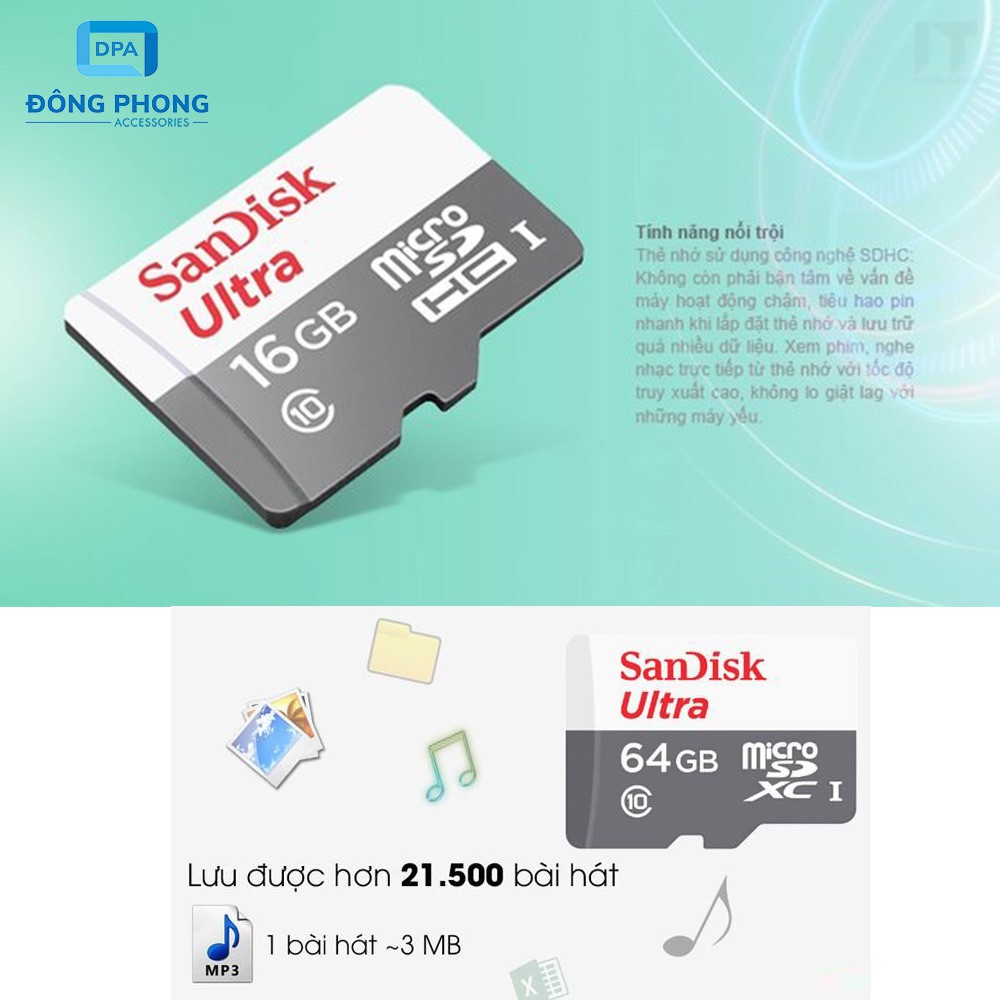 Thẻ Nhớ Micro SD 16GB Sandisk 80mb/s Chính Hãng Bảo Hành 5 Năm | BigBuy360 - bigbuy360.vn