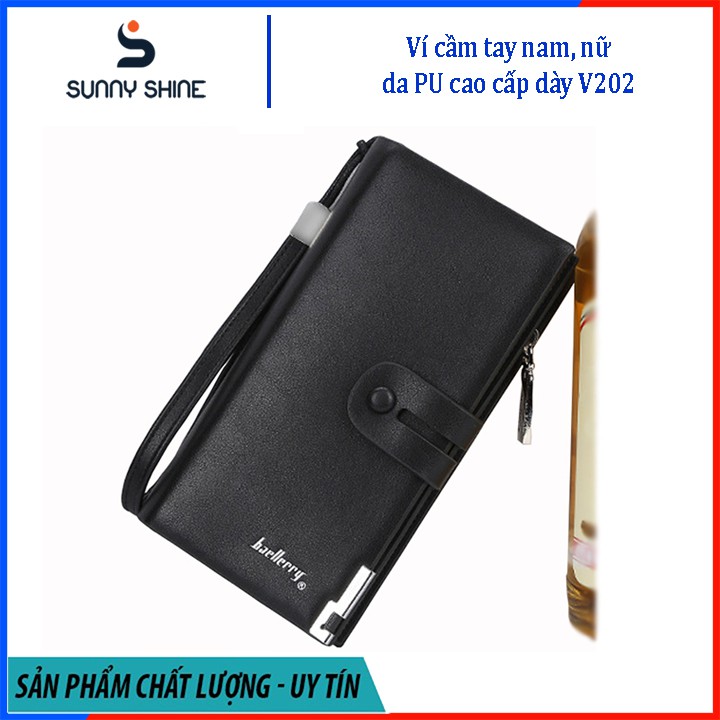 Ví cầm tay nam, nữ da PU, ví đen, nâu dự tiệc sang trọng, nhiều ngăn thẻ và đựng tiền, da cao cấp V202 | BigBuy360 - bigbuy360.vn
