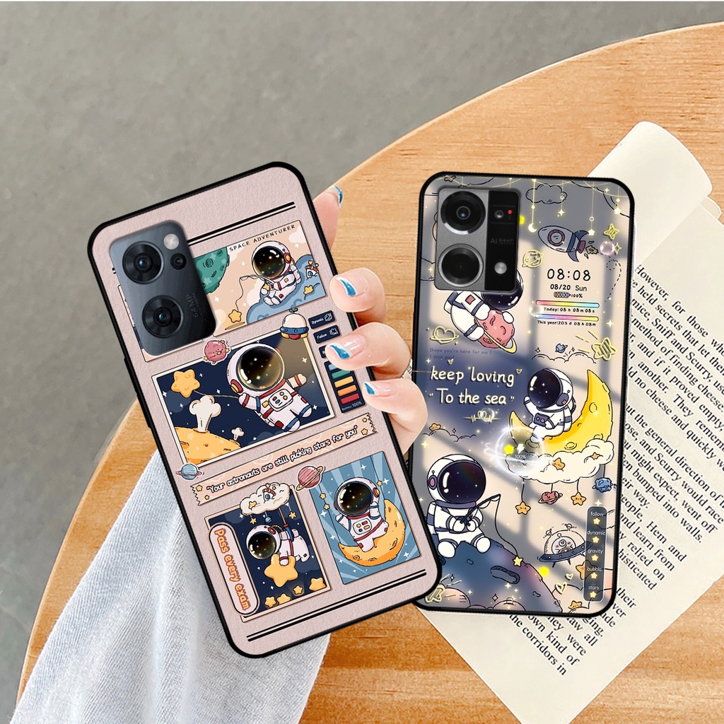Ốp lưng Oppo Reno 7 4G - Reno 7 5G / Reno 7Z 5G hình gấu, vũ trụ ngân hà chibi. ốp chống sốc bền đẹp