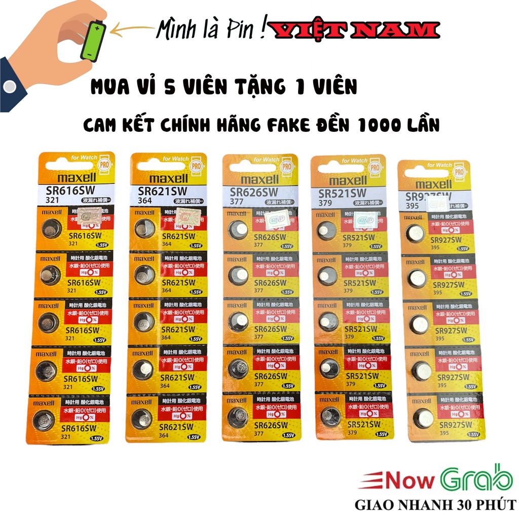 Pin Đồng Hồ SR626SW /SR621SW /SR521SW /SR616S /SR516SW / SR920SW / SR927SW Pin Maxell Chính Hãng