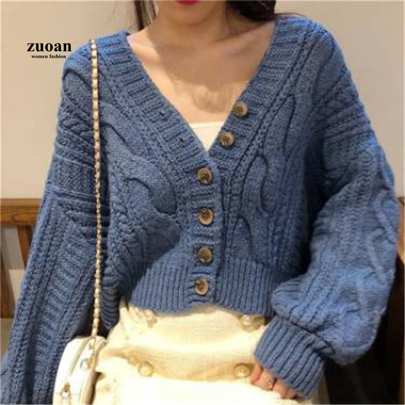 SUXI Áo Cardigan Dệt Kim Dáng Rộng Cổ Chữ V Phong Cách Retro Hàn Quốc Thời Trang Cho Nữ