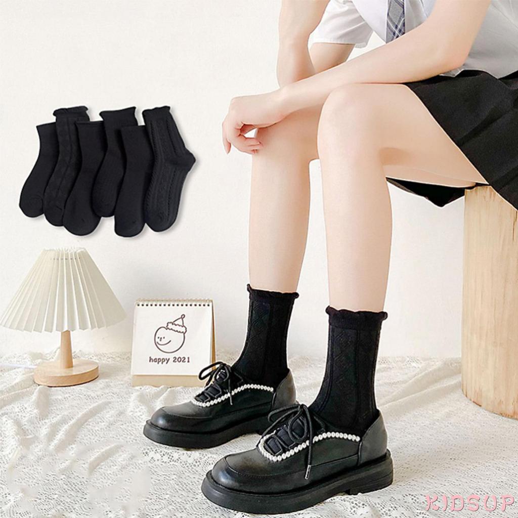 Tất dài co giãn màu trơn dễ thương đơn giản dành cho nữ