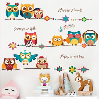 Miếng dán tường tạo hình chú chim cú mèo đáng yêu dễ thương