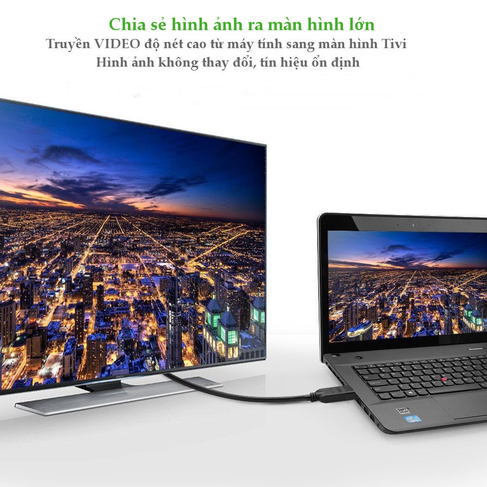 Dây chuyển đổi DisplayPort sang VGA hỗ trợ phân giải 1920x1200, dài 1-3m UGREEN DP105