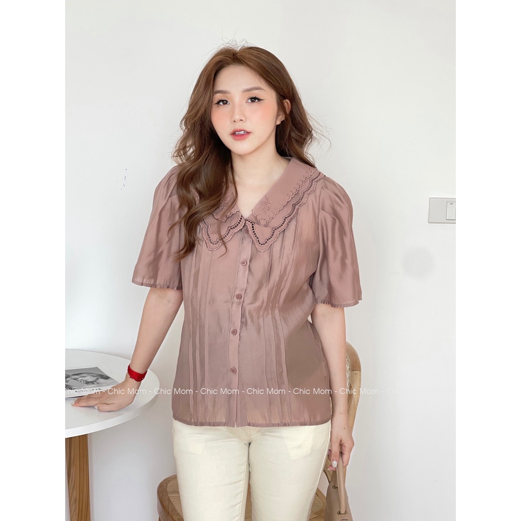 Aó bầu smi cổ bèo hàn quốc vải lụa