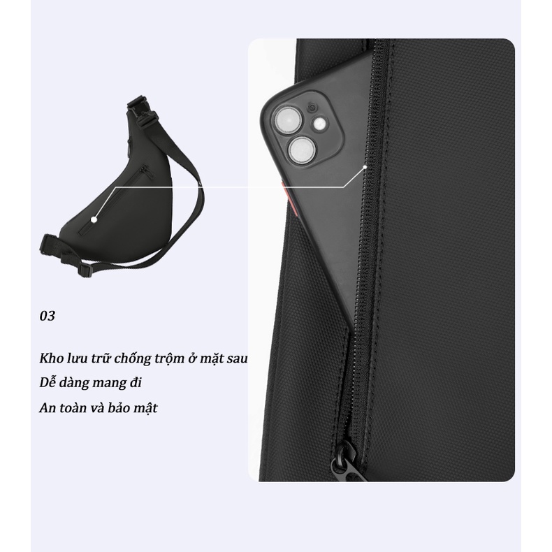 Túi Đeo Chéo Vải Canvas Màu Đen Phong Cách Thể Thao Chống Mòn Thời Trang Cho Nam