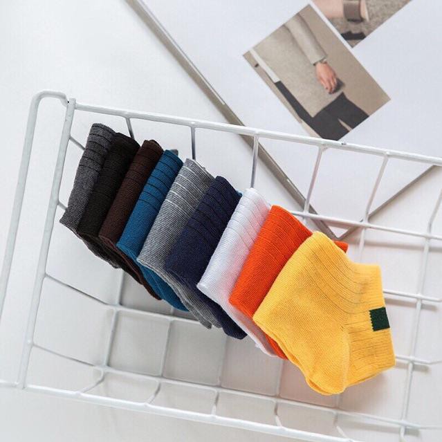 Set 10 Đôi Tất Gân Vintage Cổ Ngắn Kháng Khuẩn (Nhiều Màu)-