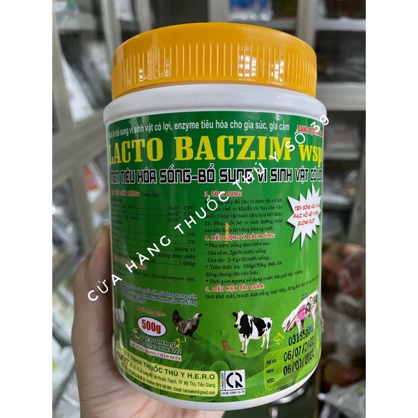 Men tiêu hoá LACTO BACZIM  bổ sung lợi khuẩn cho gia súc, gia cầm