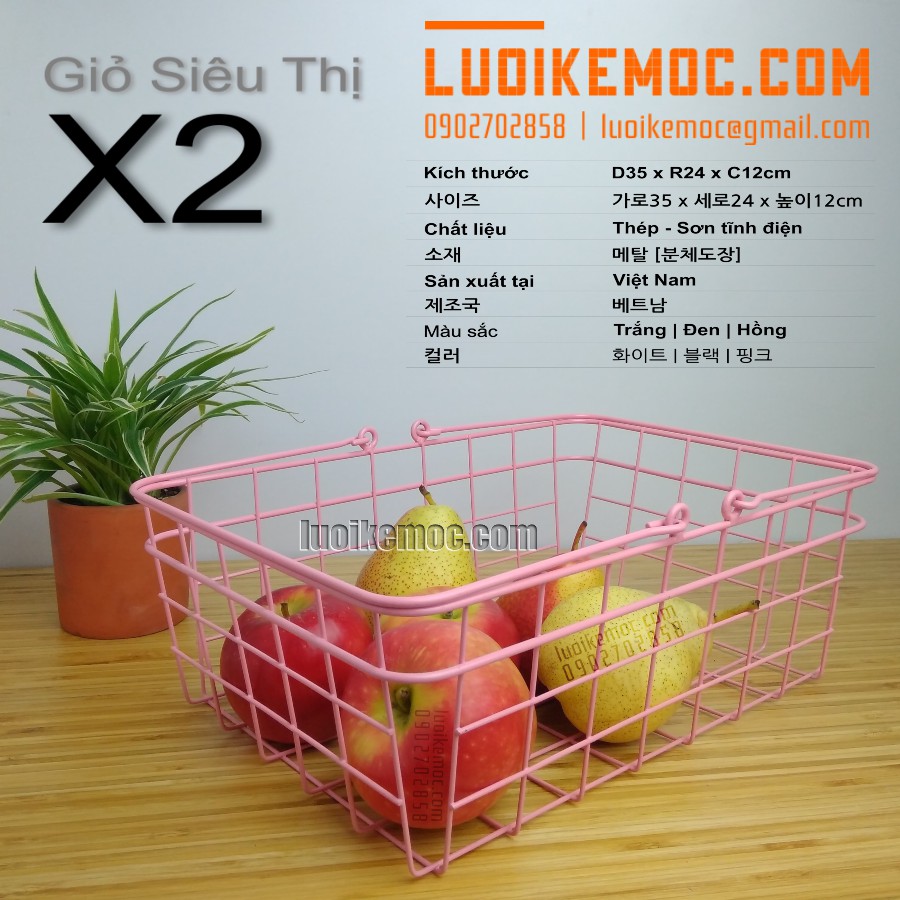 Giỏ Siêu Thị X2 Hồng