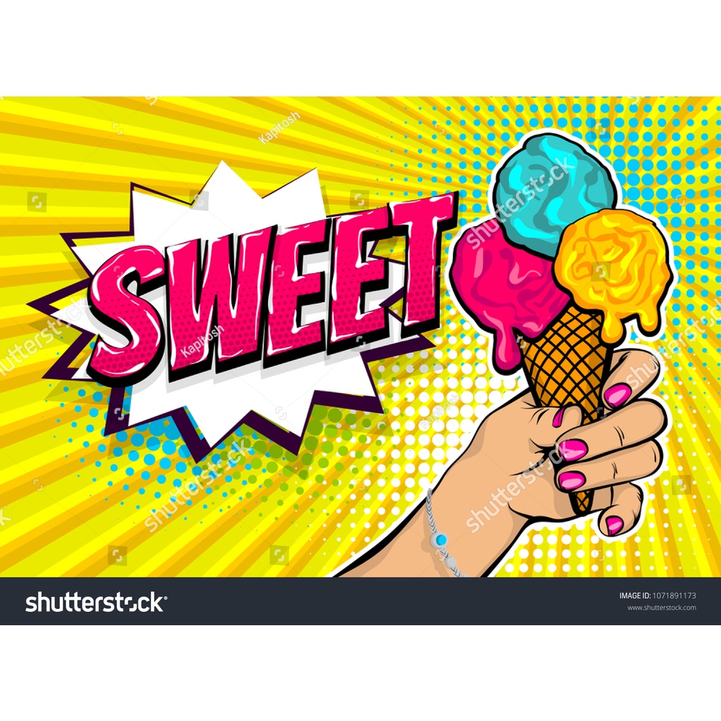 Tranh 3D Dán Tường Giành Cho Quán Kem, Icream, Ốc Quế