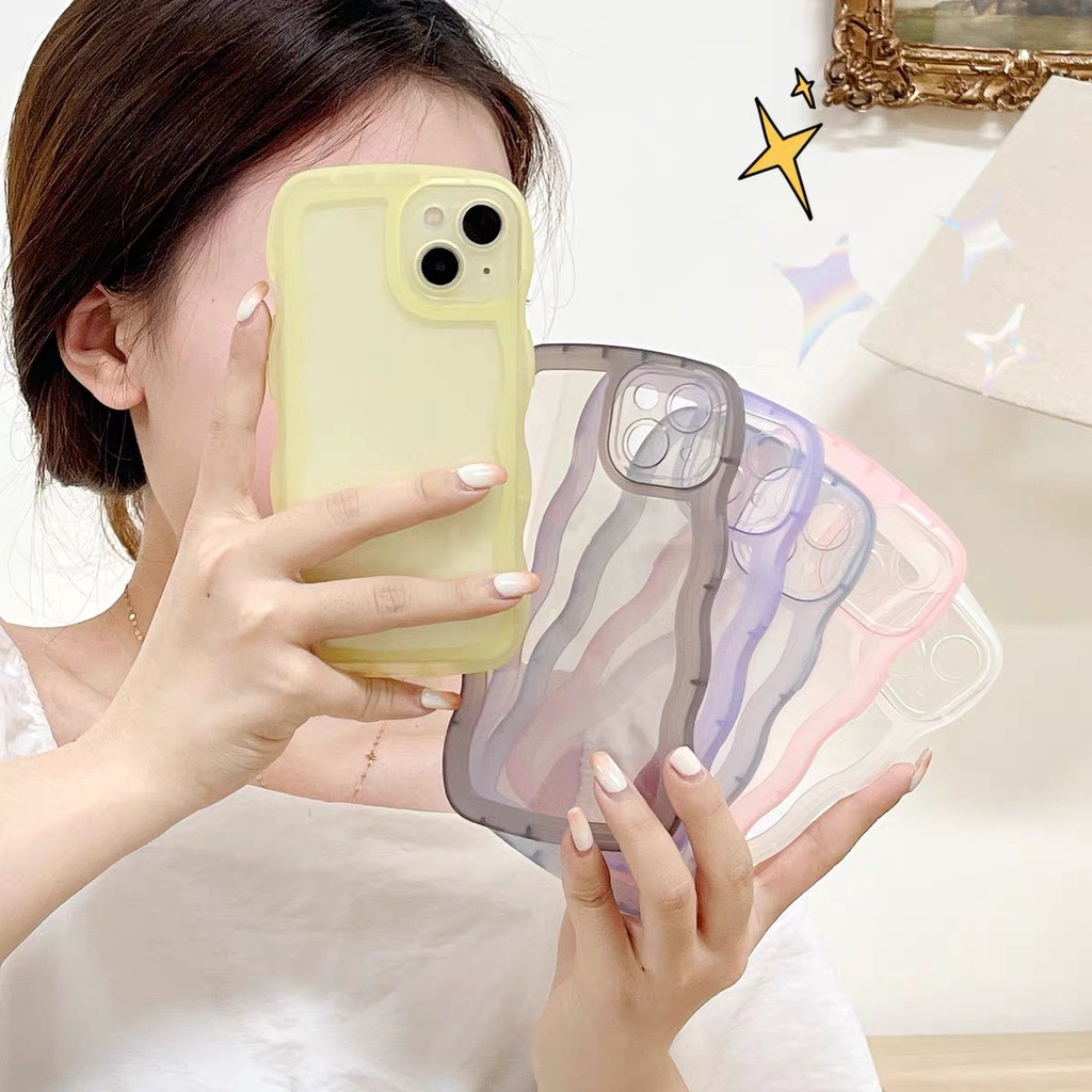 Ốp điện thoại SUNTAIHO trong suốt viền gợn sóng thích hợp cho iPhone 11 Pro Max 13 12 Pro X XS Max XR 8 7 Plus