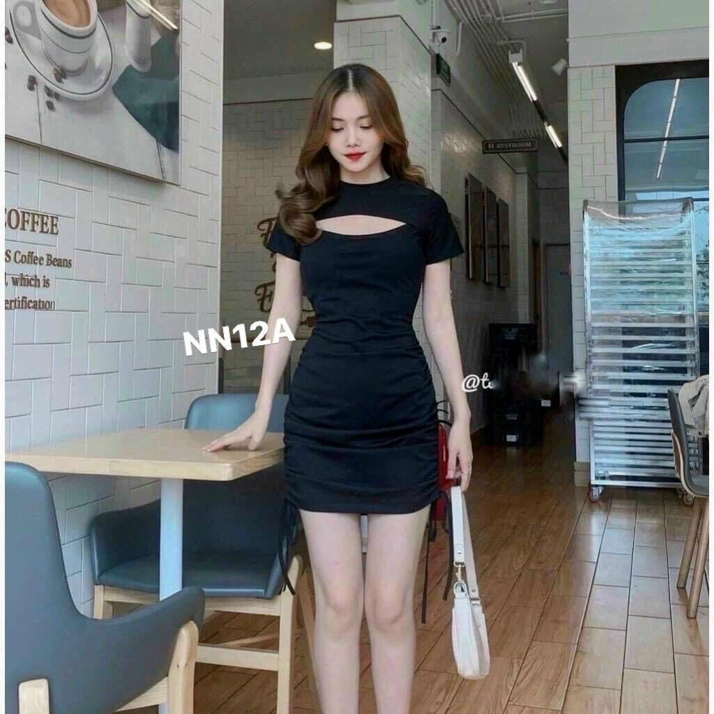 Đầm khoét ngực rút dây sexy