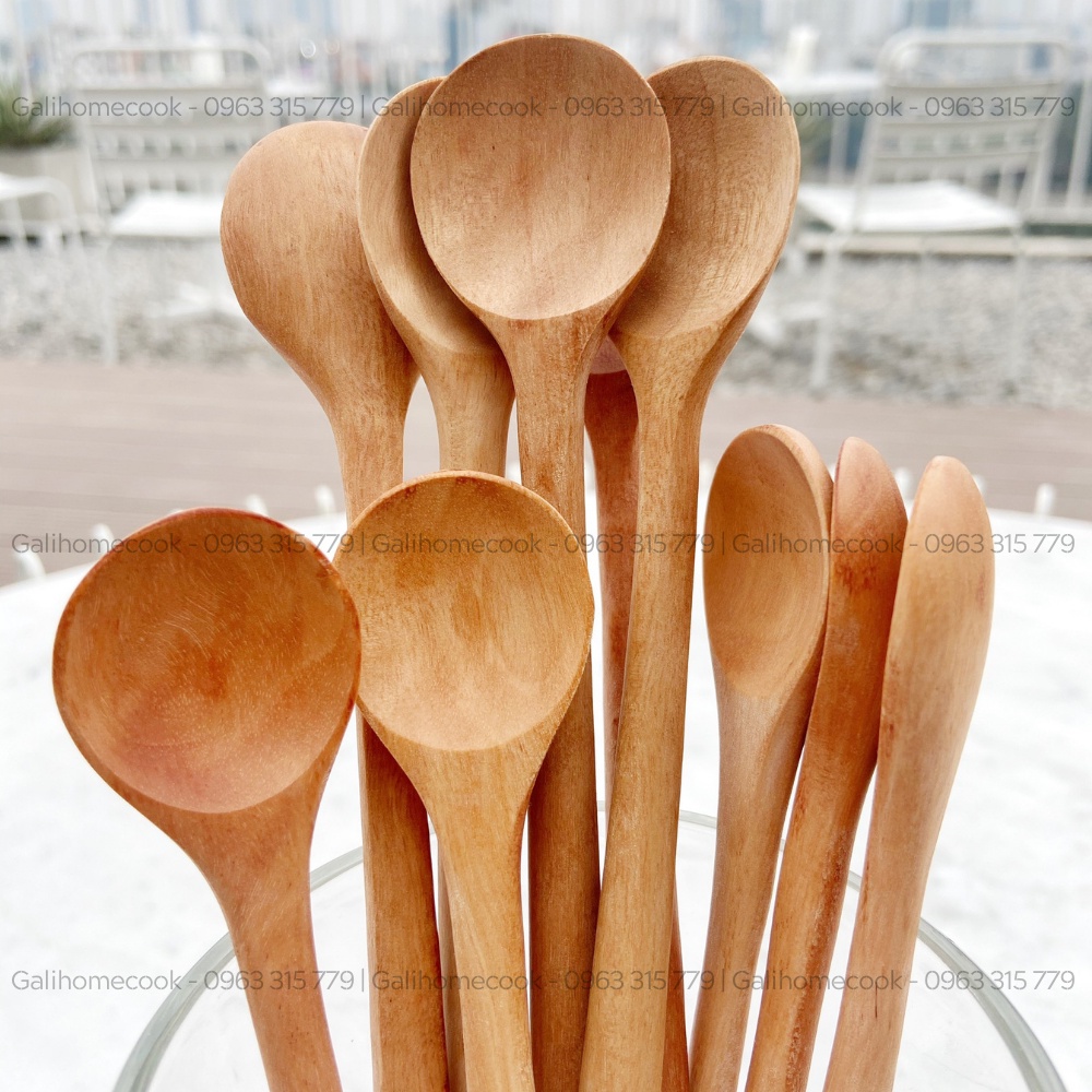 Thìa cà phê (cafe), lấy mật ong bằng gỗ nhãn xuất khẩu | Longan wood Spoon Galihomecook TGN-1