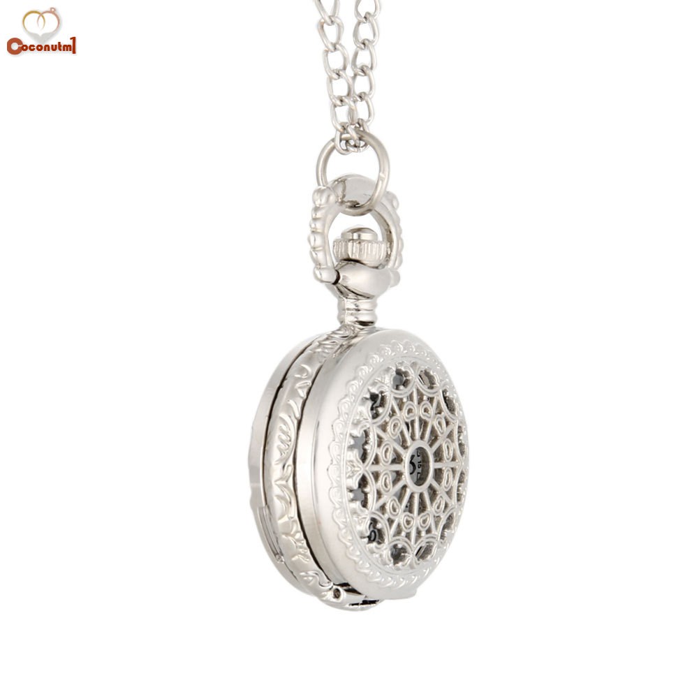 C✞ Men Pocket Watch Retro Bronze Tone Round Shape Spider Web Pattern Watches With Chain Necklace