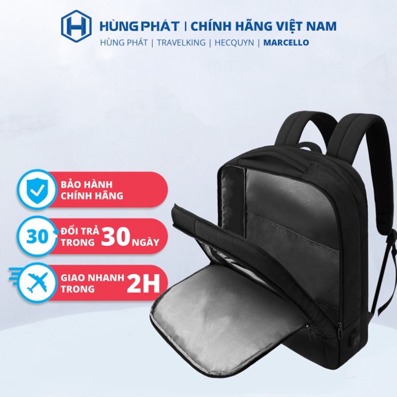 MARCELLO - Balo laptop nam nữ chống nước M-601 có cổng USB chính hãng Hùng Phát sản xuất.