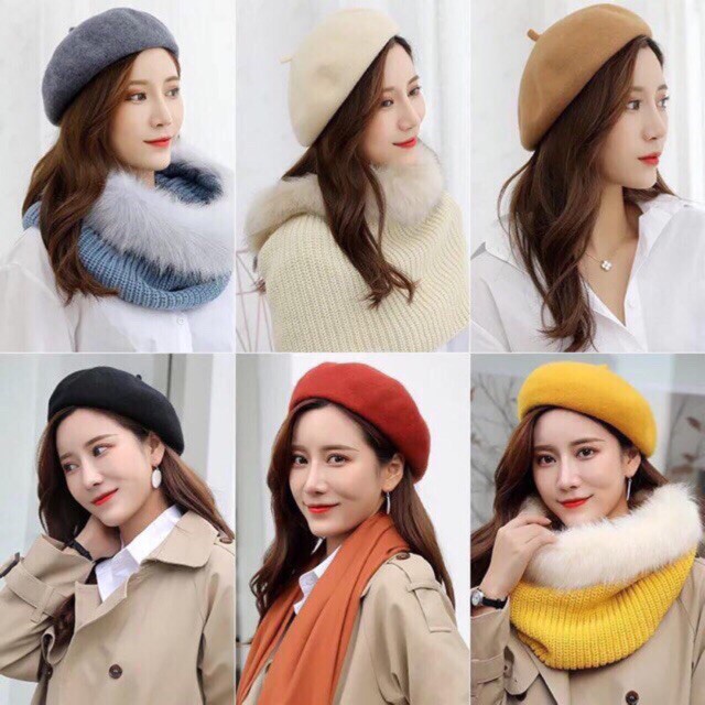 💙 Mũ nồi nữ, mũ beret dạ túi zip loại 1 có dây điều chỉnh phong cách Hàn Quốc