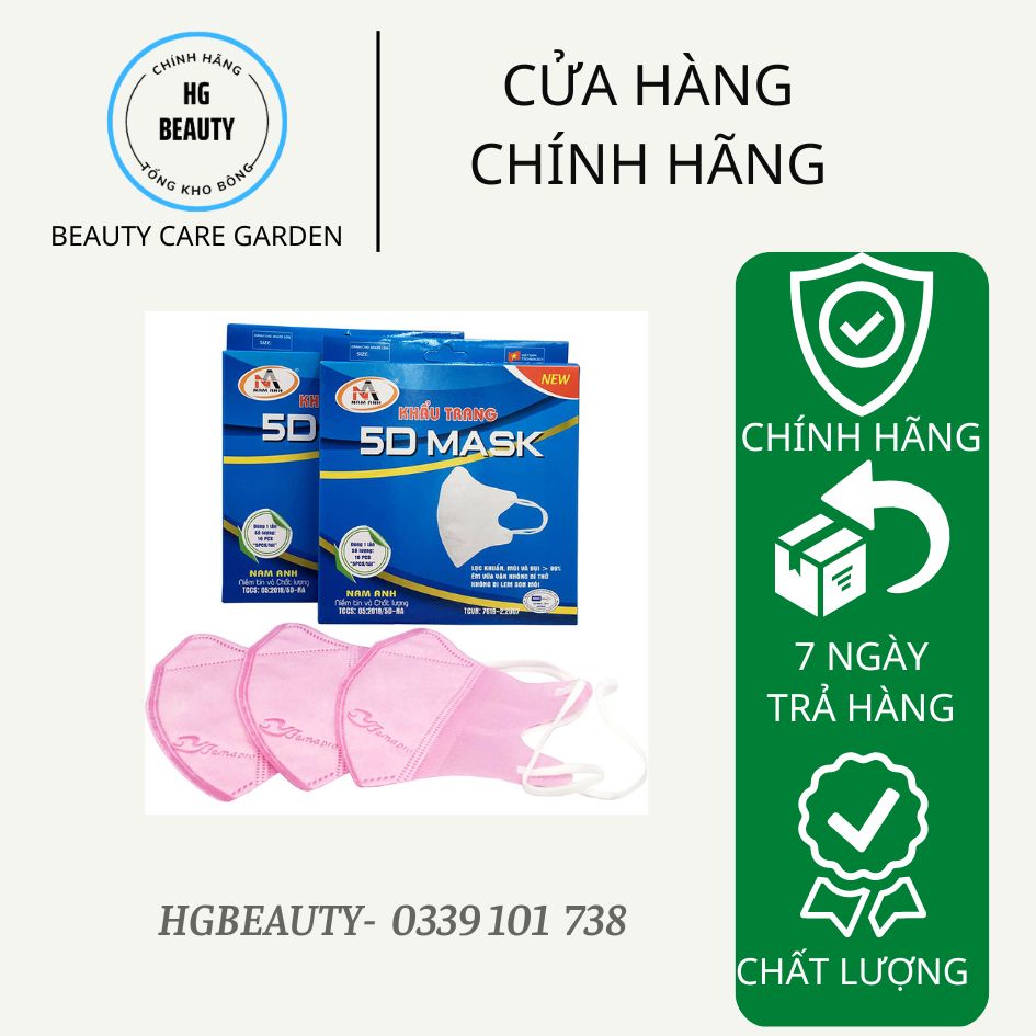 [10 cái] Hộp khẩu trang 5D Mask Nam Anh Famapro quai thun siêu êm